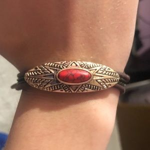 Synthetic Red Cabachon Bracelet Costume Jewlery